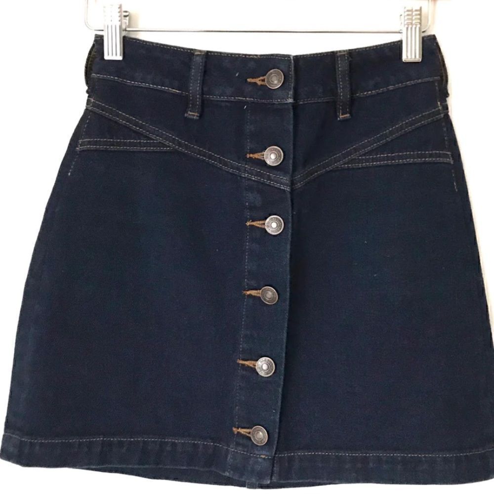 PACSUN DENIM BUTTON DOWN SKIRT IN DARK WASH SIZE 27
